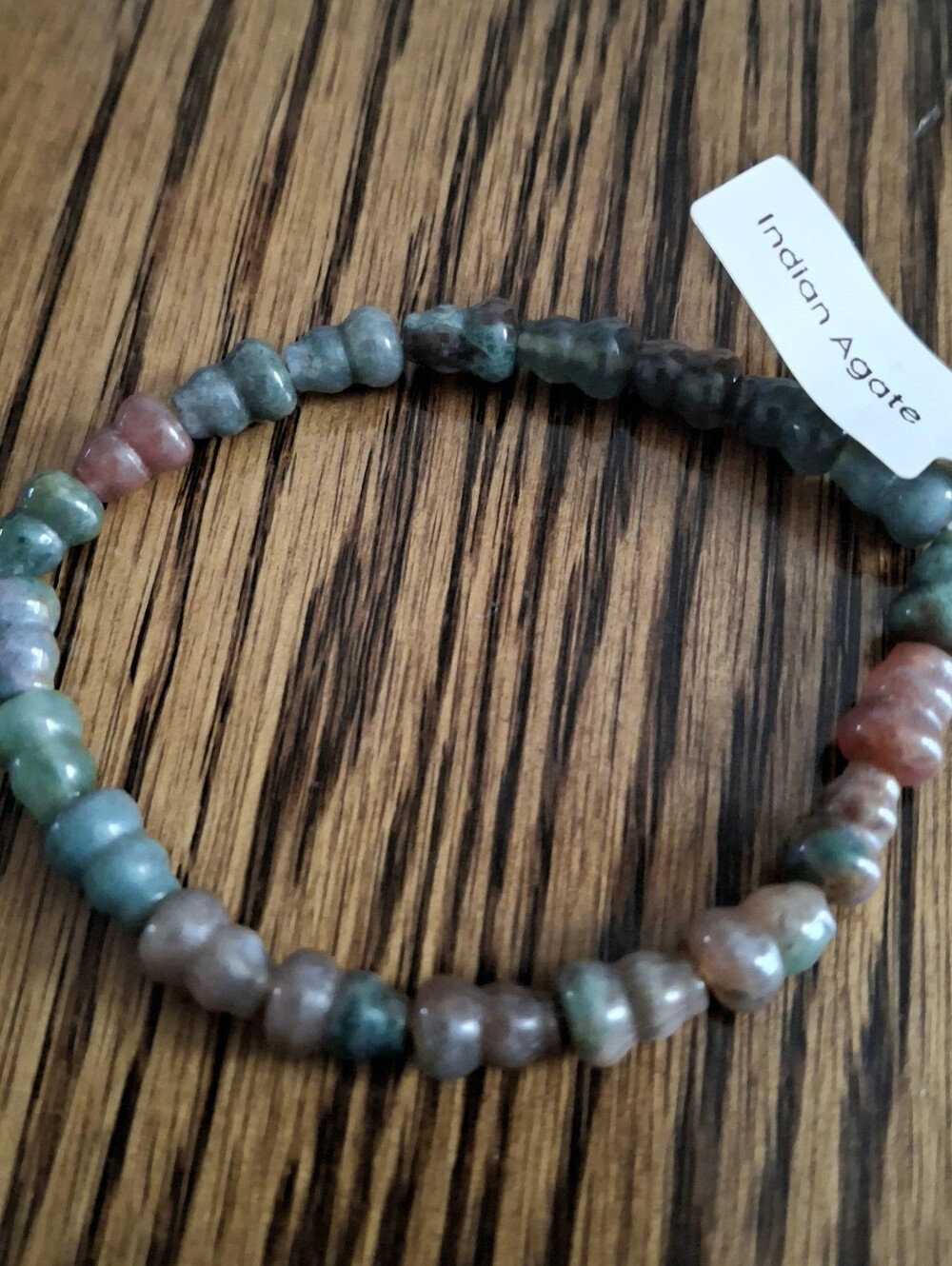Indian Agate Natural Gemstone Stretch Bracelet 7"